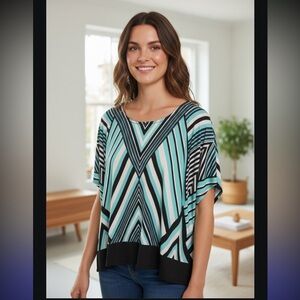 Michael Kors Teal and Black Geometric Top NWOT​